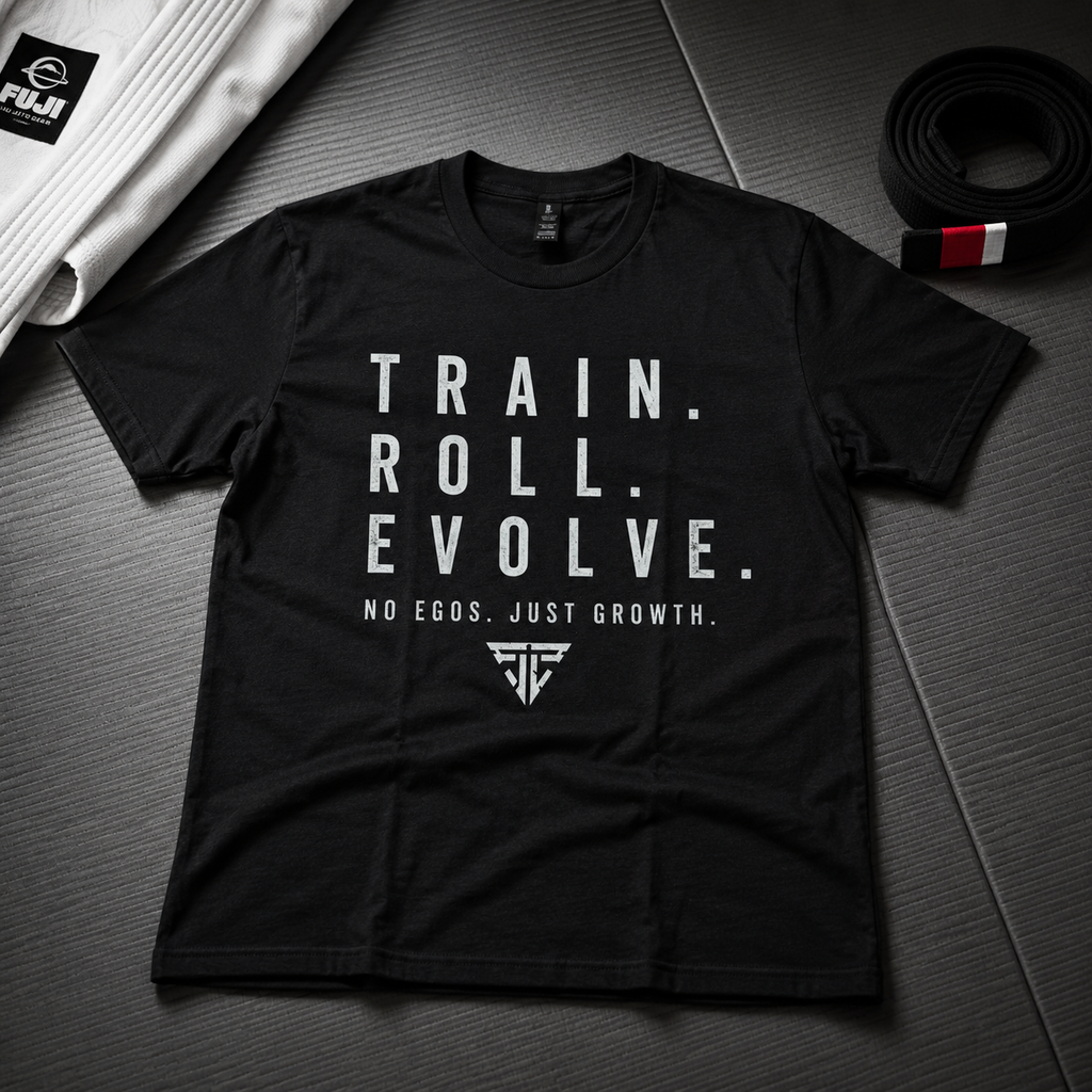 Train. Roll. Evolve. Workout Tee — No Egos, Just Growth Gym T-Shirt