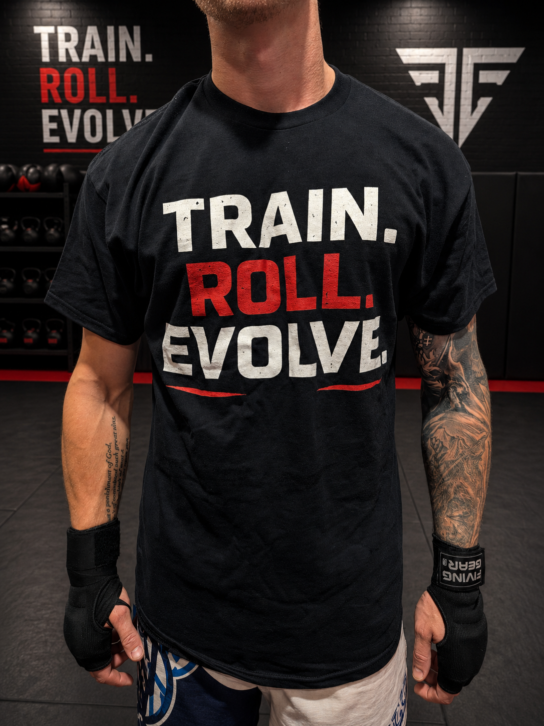 Train. Roll. Evolve. Tee | Motivational Fitness Shirt
