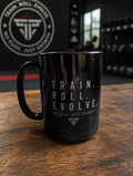 Train. Roll. Evolve. Black 15oz Motivational Coffee Mug